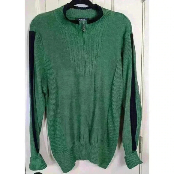 Style & Co Women’s 1/4 Zip Ribbed Knit 100% COTTON Sweater Green/Black Size 3X - Picture 1 of 11